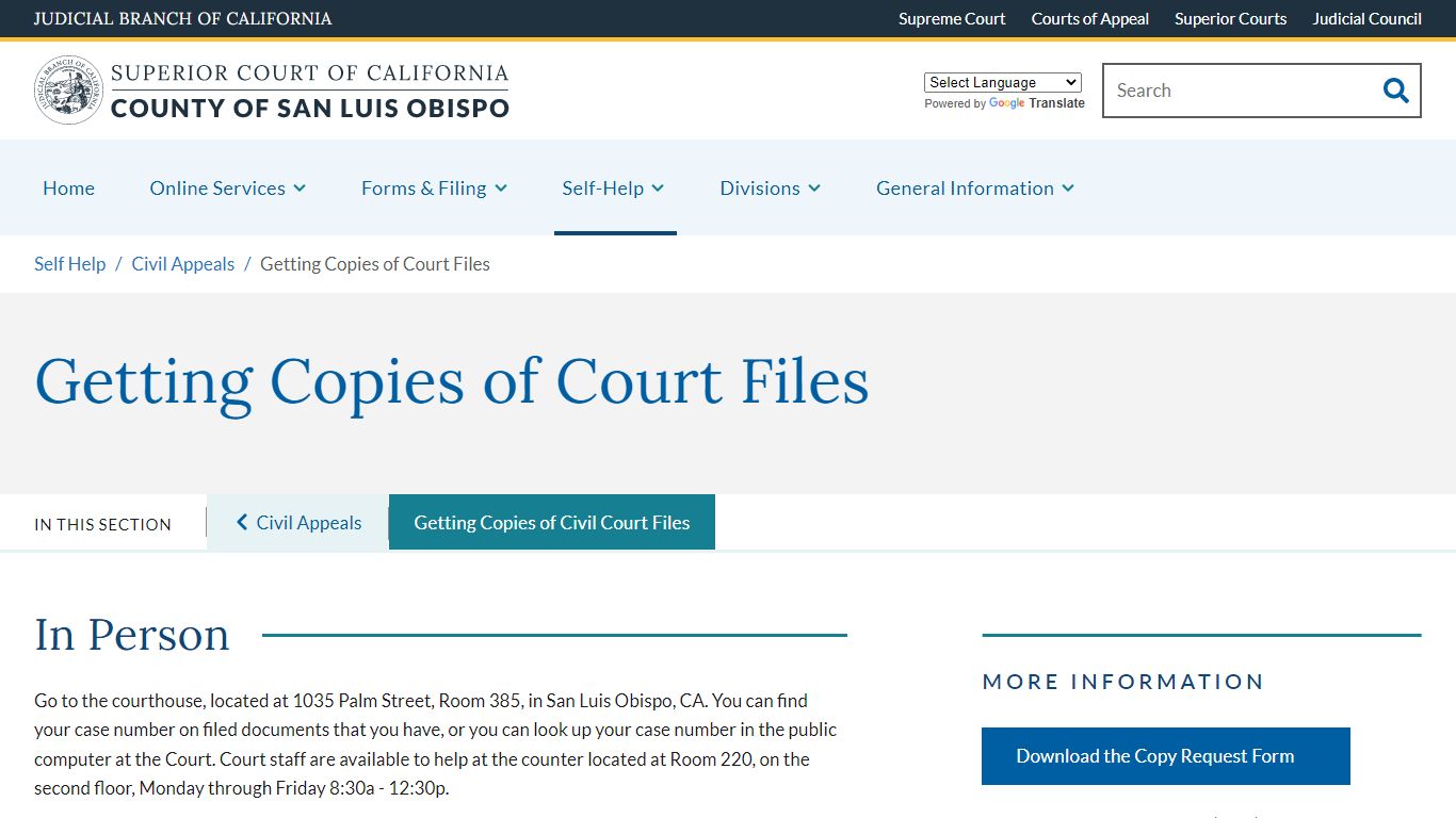 Getting Copies of Court Files - County of San Luis Obispo